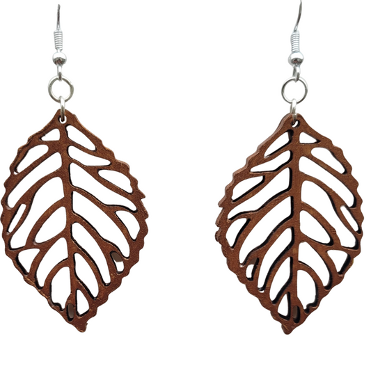 Heavenly Bronze | Wooden Leaf Earrings