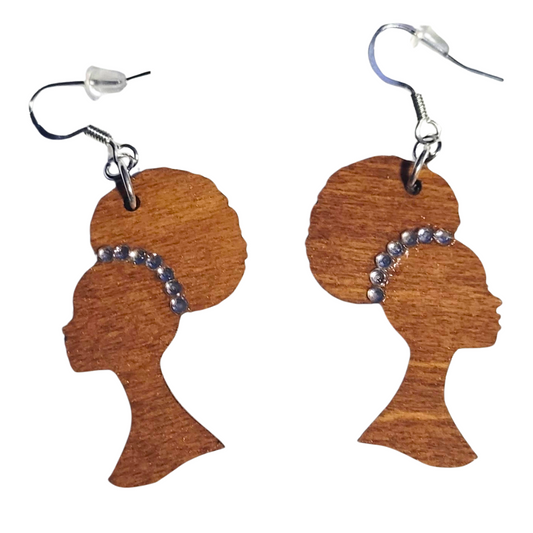 Crowned Royalty | Laser Cut Wooden Earrings with Rhinestones