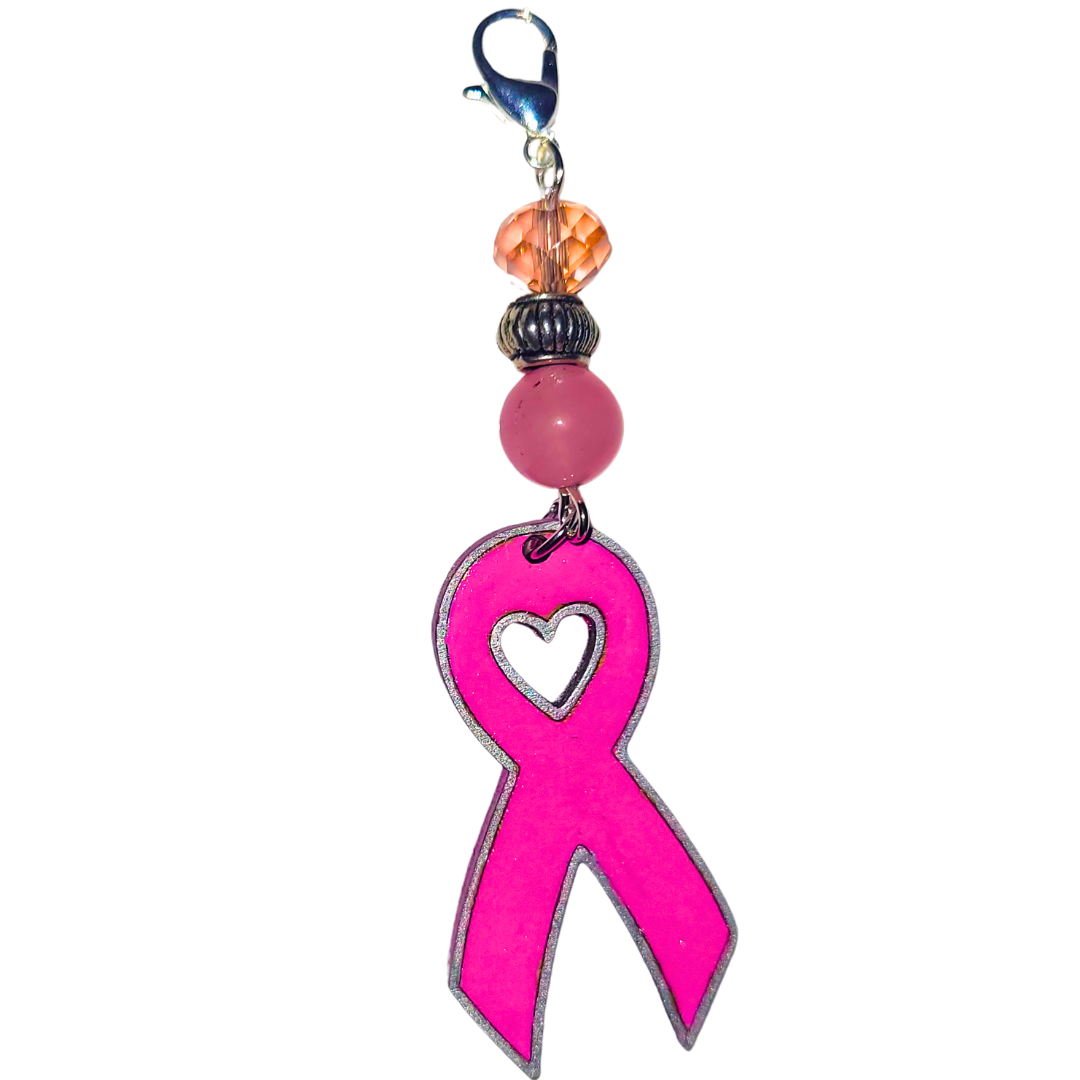 Breast Cancer Awareness Ribbons | Hand Painted Wooden Earrings or Zipper Pull