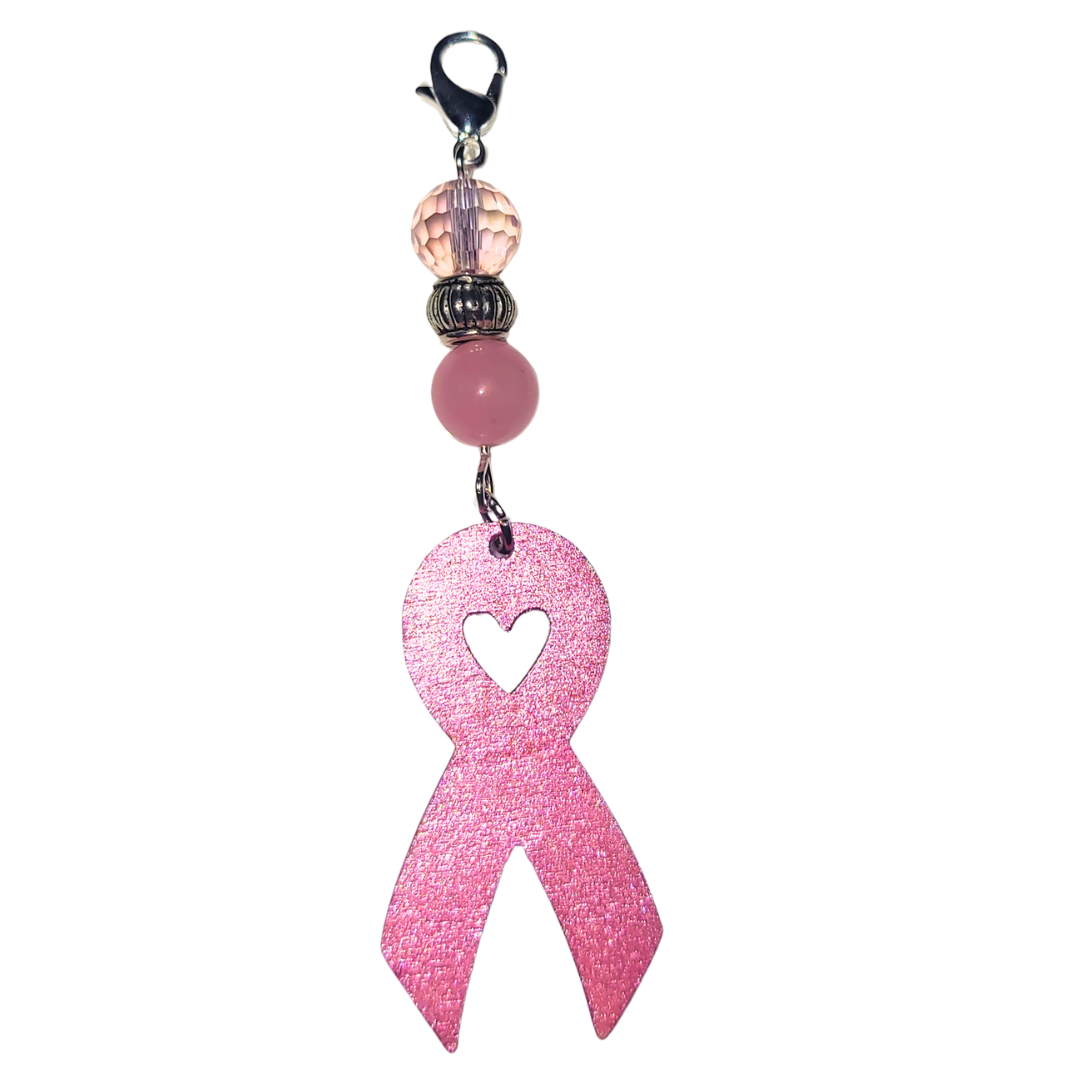 Breast Cancer Awareness Ribbons | Hand Painted Wooden Earrings or Zipper Pull