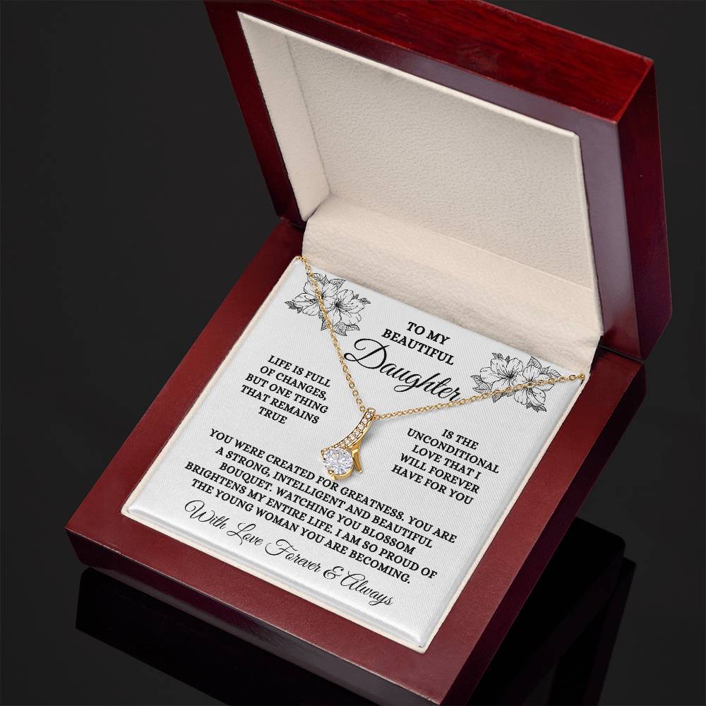 To My Beautiful Daughter, Unconditional Love | Alluring Beauty Necklace (14k White Gold or 18k Yellow Gold)