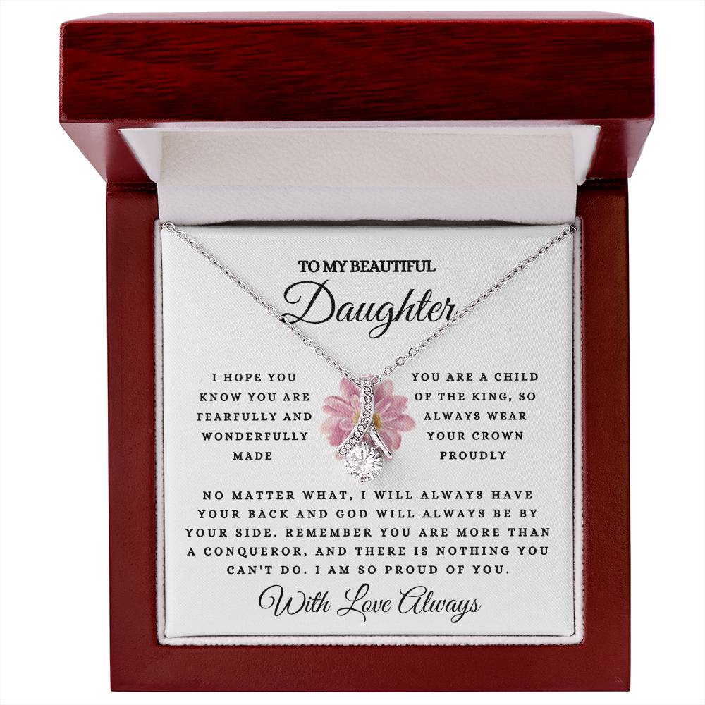 To My Beautiful Daughter, Fearfully & Wonderfully Made | Alluring Beauty Necklace (14k White Gold or 18k Yellow Gold)