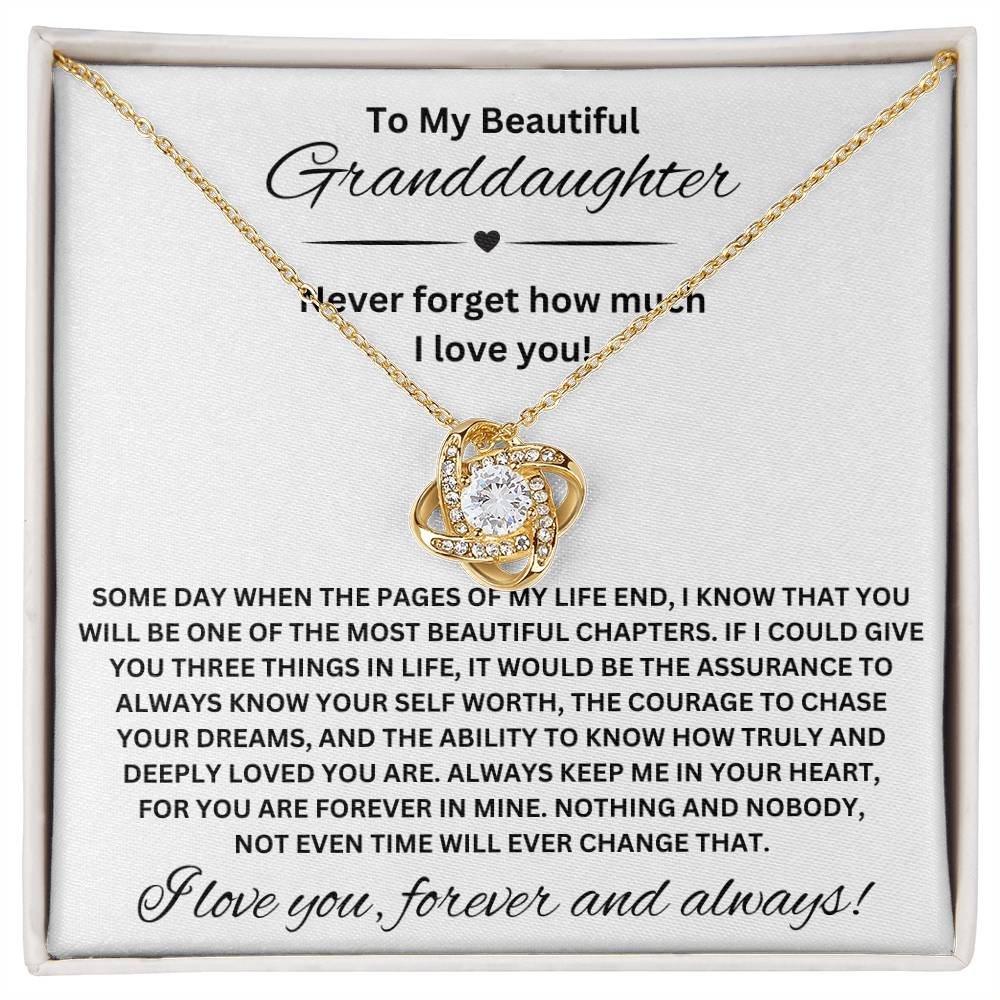 To My Beautiful Granddaughter | Love Knot Necklace (14k White Gold or 18k Yellow Gold)