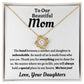 To Our Beautiful Mom | Love, Your Daughters | Love Knot Necklace (14kWhite Gold or 18k Yellow Gold)