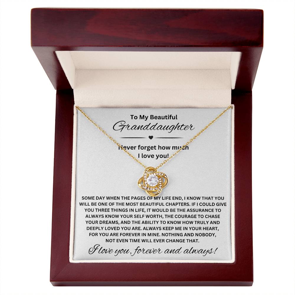 To My Beautiful Granddaughter | Love Knot Necklace (14k White Gold or 18k Yellow Gold)