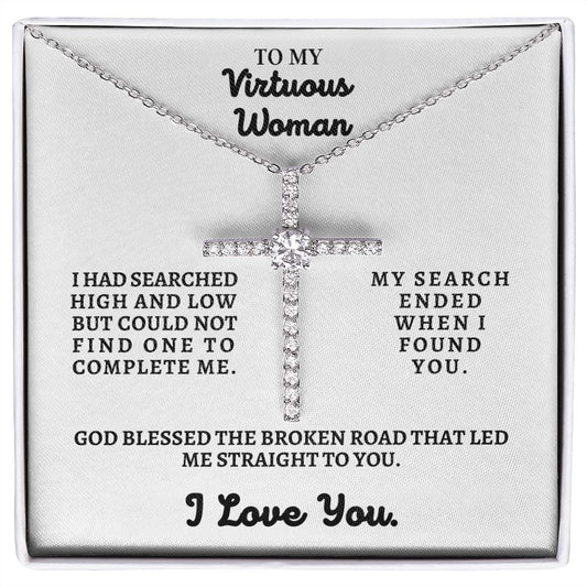 To My Virtuous Woman | CZ Cross Necklace