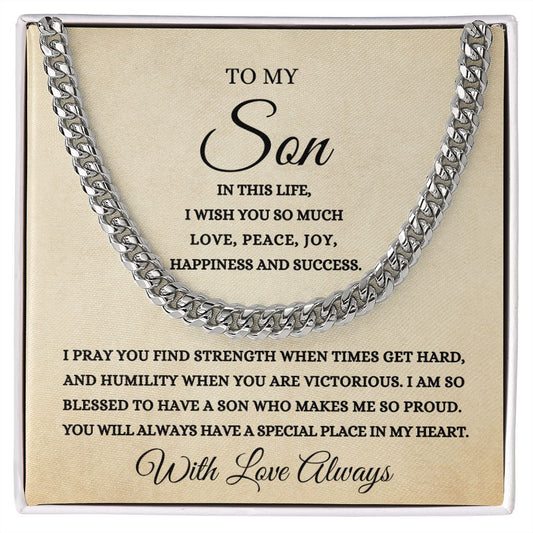 To My Son Cuban Link Chain (14k Yellow Gold and Stainless Steel)
