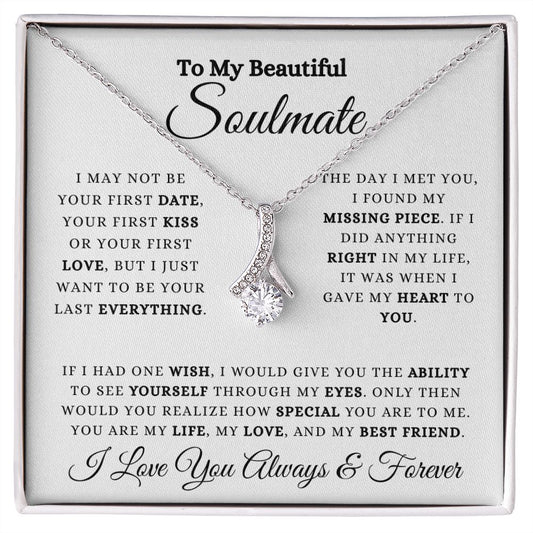 To My Beautiful Soulmate | Alluring Beauty Necklace (14k White Gold or 18k Yellow Gold)