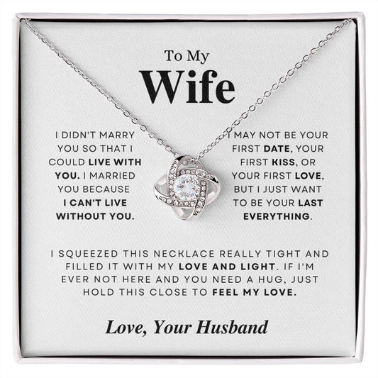To My Wife | Love Knot Necklace (14k White Gold or 18k Yellow Gold)