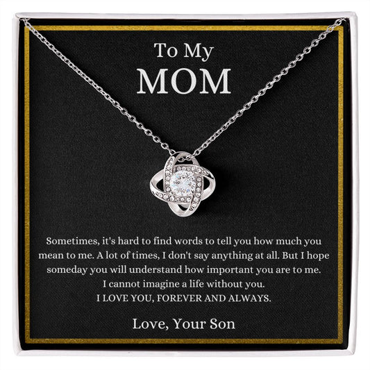 To My Mom, Love Your Son | Love Knot Necklace