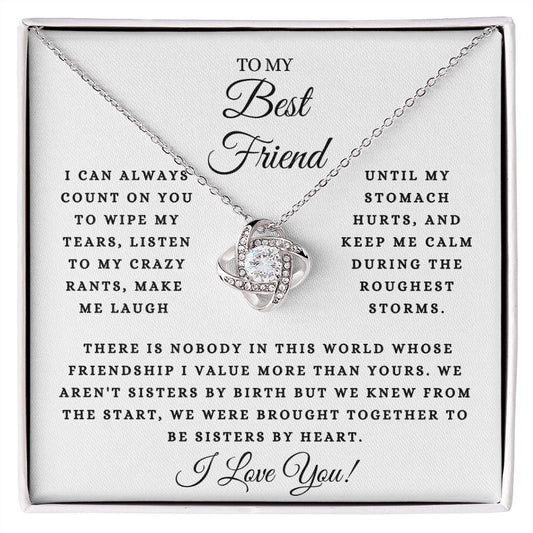 To My Best Friend | Love Knot Necklace (14k White Gold or 18k Yellow Gold)