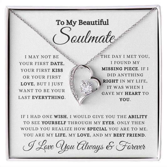 To My Beautiful Soulmate | Forever Love Necklace (14k White Gold or 18k Yellow Gold)